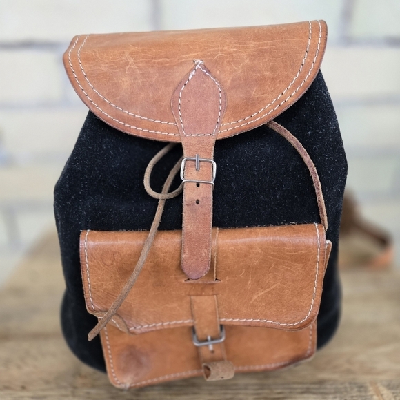 Vintage Suede & Leather Backpack - Picture 2 of 11